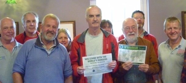 Andy Valentine, centre with friends and well-wishers at his farewell bash