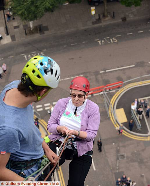 EASY does it . . . Patricia begins her descent.