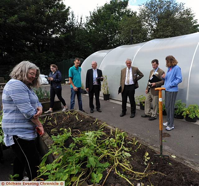 Britain in Bloom judging in and around Oldham. Pic shows the judges at the Growing Hub in Alexandra Park. In foreground, left is Shona Stewart.