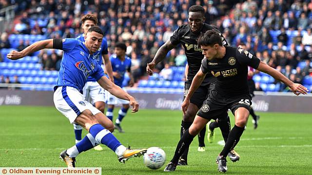 ON THE ATTACK . . . Courtney Duffus tries to make an impact in front of goal