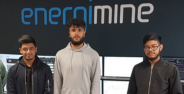 PLACEMENTS . . . Oldham College students (from left) Shahanur Miladi, Hassan Mahmood and Ashraful Haque who spent a week on work experience at Energi Mine