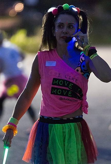 OUT in front . . . fitness instructor Janine Robinson leads the way
