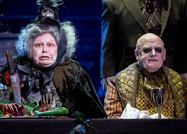 GRUESOME TWOSOME . . Valda Aviks as Grandma Addams and Les Dennis as Uncle Fester. GRUESOME TWOSOME . . Valda Aviks as Grandma Addams and Les Dennis as Uncle Fester.