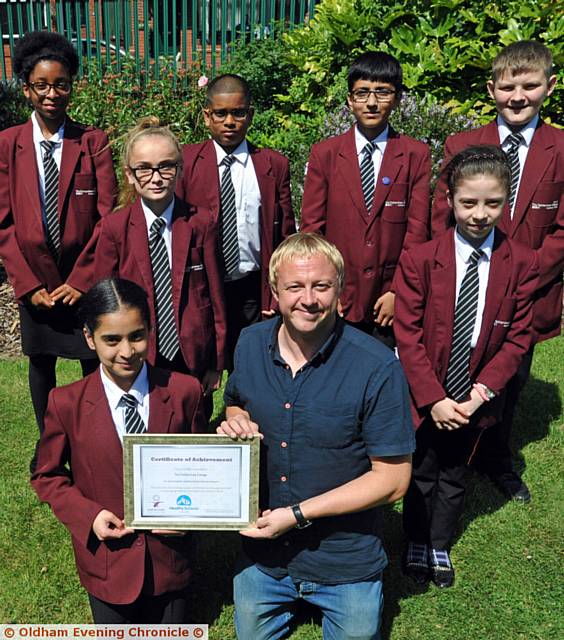 HEALTHY outlook . . . (from left) Debora Gaspar, Mohammed Hussain, Mohammed Hamaad and Dave Dalloway. Centre: Kacie Badby and Elisabeta Oprea. Front: Fatima Ishtiaq and Danny Aspin (Positive Steps)