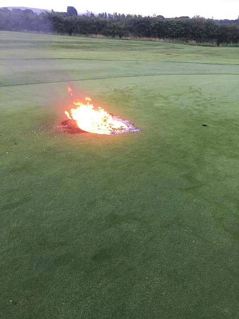 Werneth Golf Club wheelie bin fire damages green