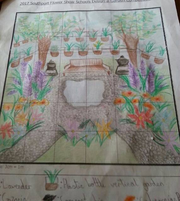 Southport Flower Show garden designed by Nicole Harvey (10), a pupil at Holy Cross RC Primary, Oldham