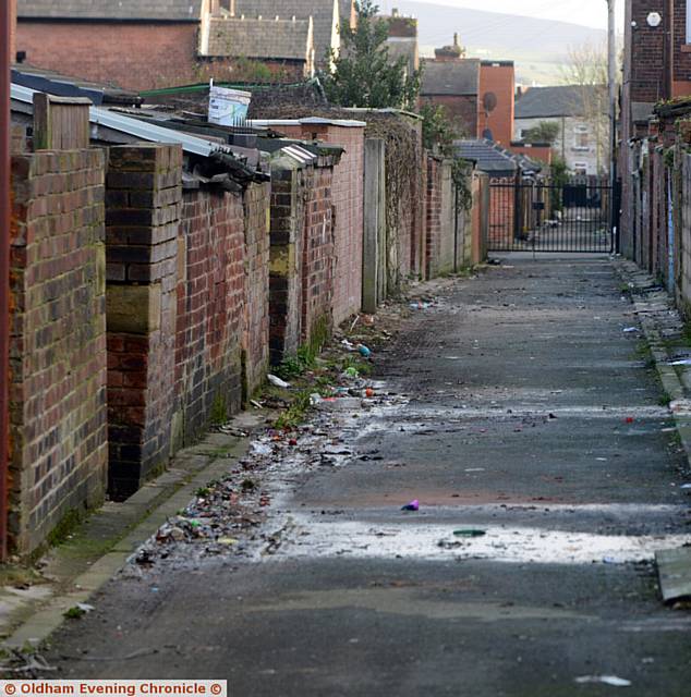THE alley after it was cleared by Oldham Council in January