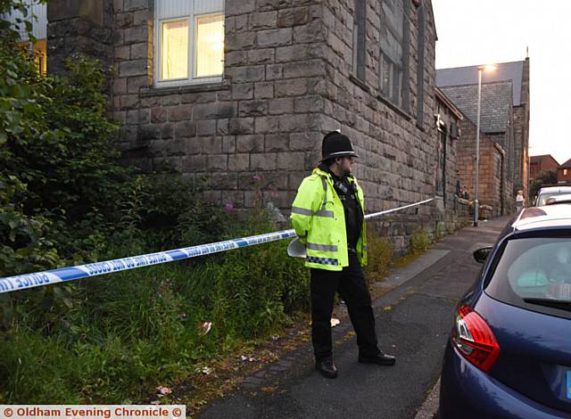 CRIME scenes . . . Police stationed next to Higginshaw ARLFC 