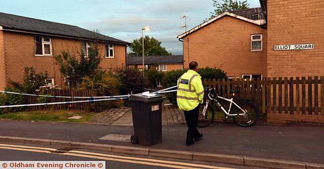 CRIME scenes . . . Police stationed on Egerton Street after a stabbing in Oldham