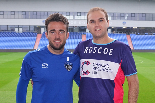 Well done, sir: Sam Rosbottom pictured with Athletic striker Jose Baxter Well done, sir: Sam Rosbottom pictured with Athletic striker Jose Baxter