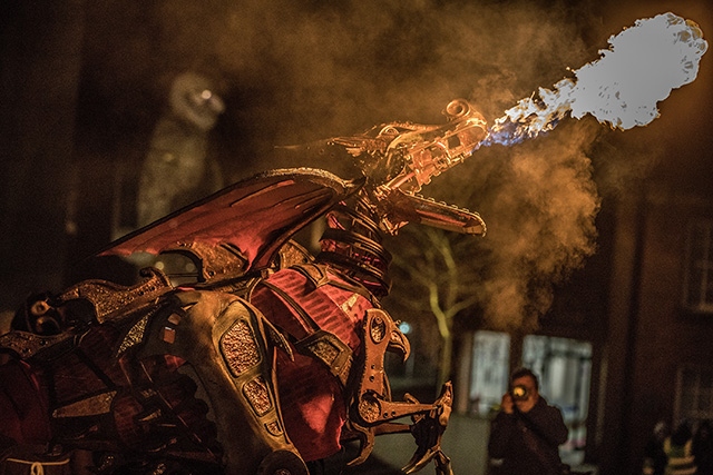 Don't miss the fire-breathing dragon at the Big Bang bonfire