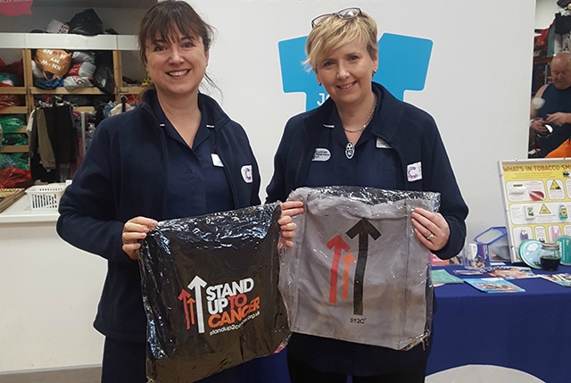 CRUK nurses Helen Higham and Louise Dewhurst support Stand Up To Cancer CRUK nurses Helen Higham and Louise Dewhurst support Stand Up To Cancer