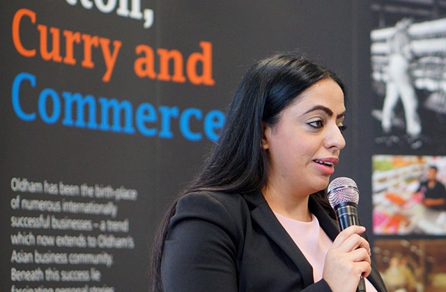 Councillor Arooj Shah speaking at the Asian Women in Business event