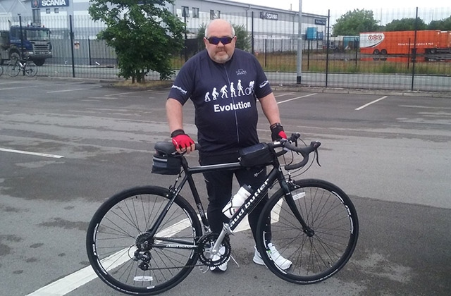 Mike Roberts pictured with his trusty bike Mike Roberts pictured with his trusty bike