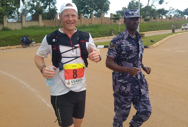 Steve Hill pictured competing in the Uganda Marathon earlier this year Steve Hill pictured competing in the Uganda Marathon earlier this year