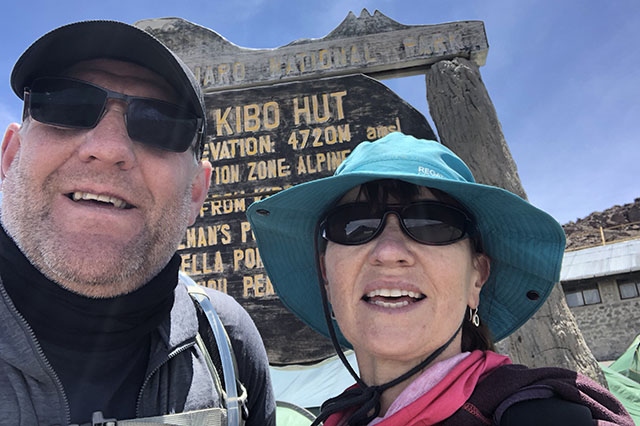Chris Wareing and Julie-Ann Davies pictured at Mount Kilimanjaro