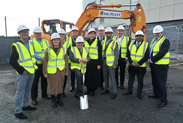 Sir Norman Stoller CBE, KStJ DL pictured at the start of The Space construction work