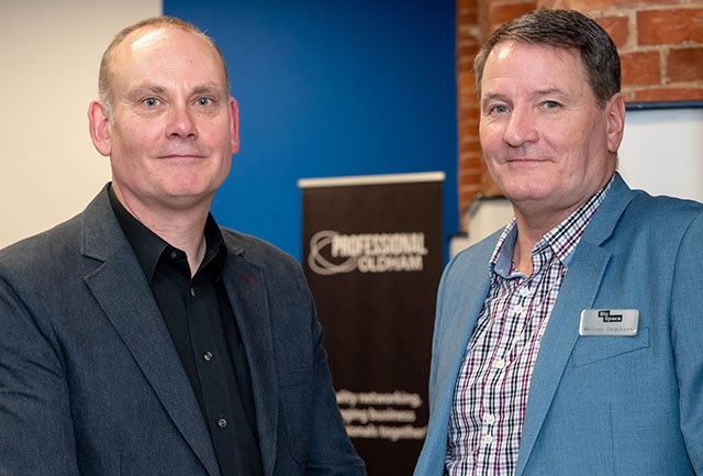 Photographer Darren Robinson is pictured with Walter Urquhart, manager of Hollinwood Business Centre Photographer Darren Robinson is pictured with Walter Urquhart, manager of Hollinwood Business Centre