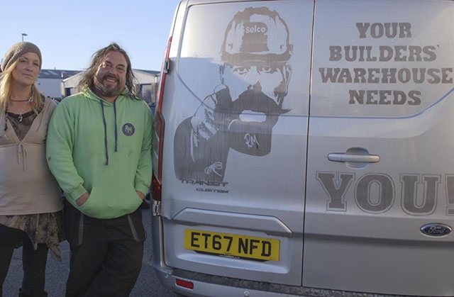 Pictured is Ruddy Muddy, a Norfolk-based artist who specialises in creating eye-catching artwork from vans covered in mud