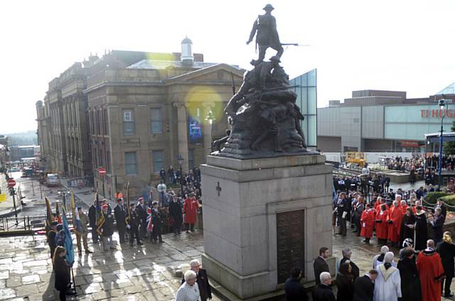 A past Remembrance Sunday scene at the Oldham War Memorial A past Remembrance Sunday scene at the Oldham War Memorial