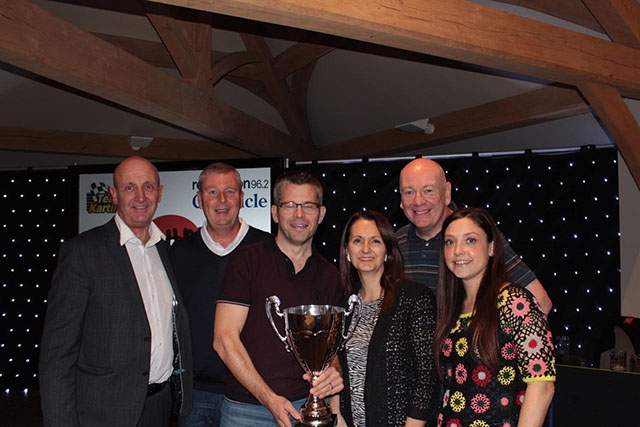 Pictured with Dave Whaley (far left) and Steve Kilroy are the Corporate quiz winners Physio Matters – from third left, Jane Tonge, Ian Townsend, Katy Parrott and Colin Green Pictured with Dave Whaley (far left) and Steve Kilroy are the Corporate quiz winners Physio Matters – from third left, Jane Tonge, Ian Townsend, Katy Parrott and Colin Green