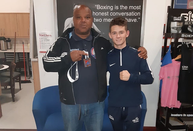 Will Cawley (right) pictured with Oldham Boxing and Personal Development Centre coach Eric Noi