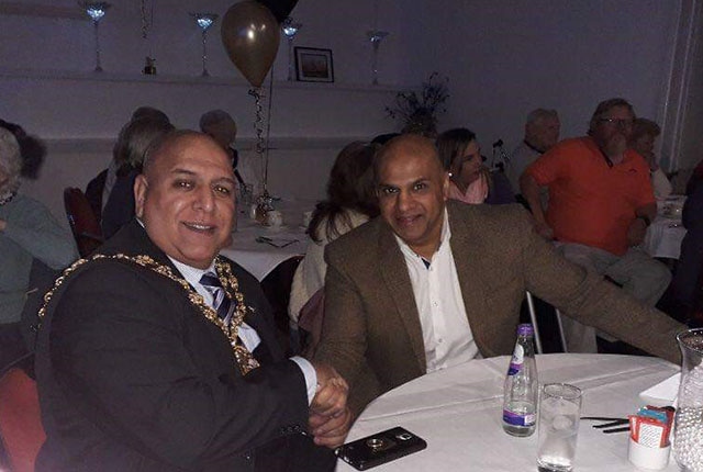 The Mayor of Oldham, Councillor Javid Iqbal, at the Golden Cotton Club's launch event with Nages Karri