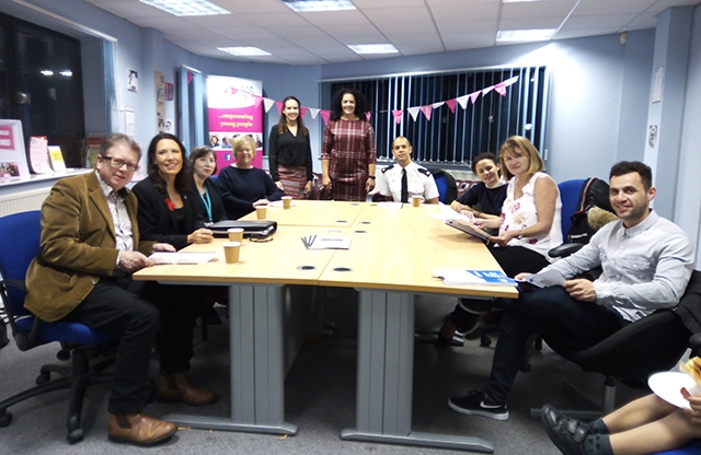 MP Debbie Abrahams (second left) and Dr Peter Unwin (far left) helped celebrate with Hayley Harewood at the KOGS headquarters yesterday