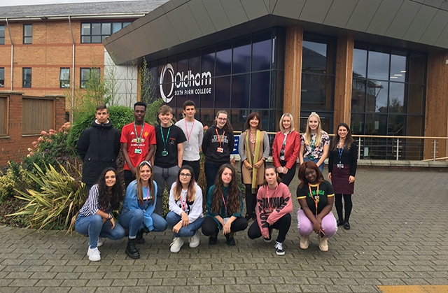The students outside Oldham Sixth Form College The students outside Oldham Sixth Form College