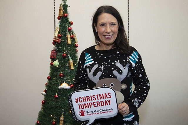 MP Debbie Abrahams marks Christmas Jumper Day very stylishly!