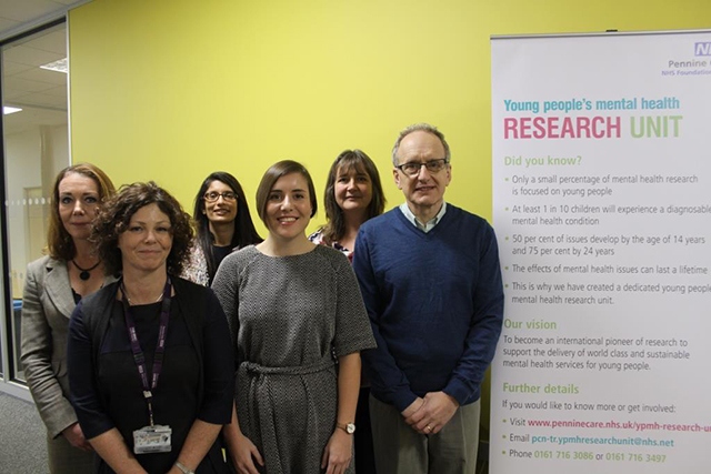 Pictured left to right (all from Pennine Care) are: Reagan Blyth, director of service modelling, research and innovation; Clare Nuttall, research clinician; Dr Prathiba Chitsabesan, consultant child and adolescent psychiatrist; Dr Sam Hartley, senior clinical psychologist; Dr Bernadka Dubicka; consultant psychiatrist and research lead; Dr Leo Kroll, child psychiatrist