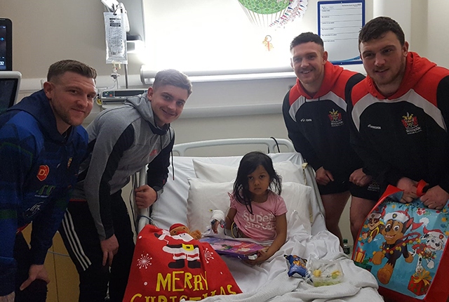 Roughyeds players were delighted to visit the Royal Oldham hospital children's ward Roughyeds players were delighted to visit the Royal Oldham hospital children's ward