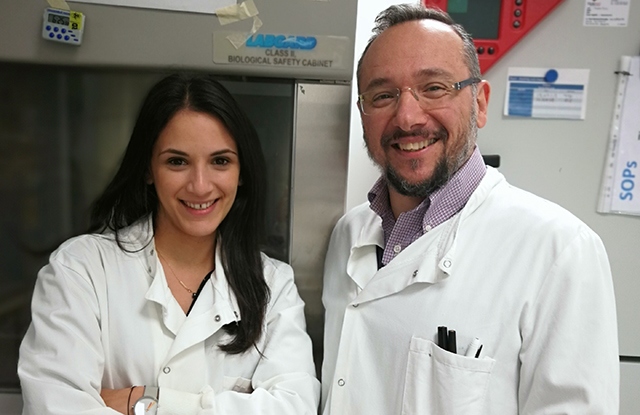 Dr Marilena Hadjidemetriou, study author from The University of Manchester, with Professor Kostas Kostarelos