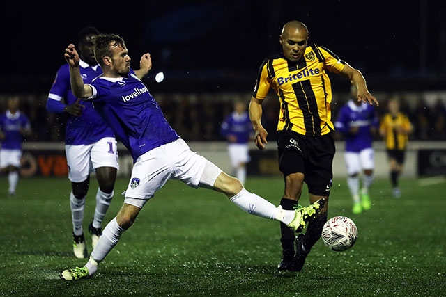 Action from Saturday's FA Cup win at Maidstone as Athletic's Cameron Dummigan (left) challenges Elliot Romain Action from Saturday's FA Cup win at Maidstone as Athletic's Cameron Dummigan (left) challenges Elliot Romain
