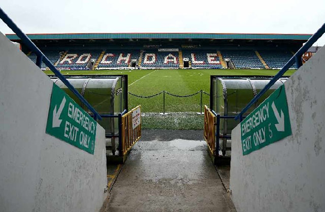 The pitch at the Crown Oil Arena is waterlogged The pitch at the Crown Oil Arena is waterlogged