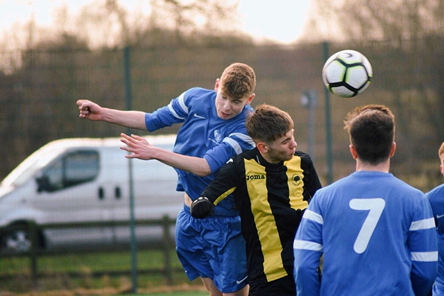 Hopwood Hall's Adam Knott scores the only goal against York Hopwood Hall's Adam Knott scores the only goal against York