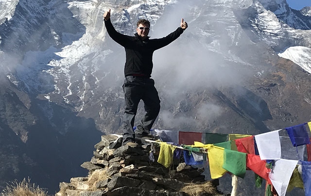 Shane Fallon pictured during his trek to the foot of Mount Everest