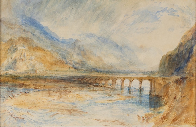 JMW Turner’s watercolour painting Bellinzona: The Bridge over the Ticino