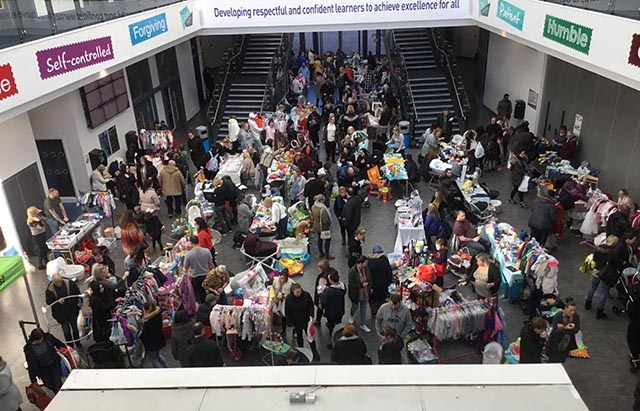 The packed Mum2mum Market at Oasis Academy