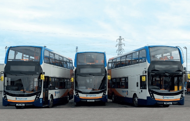 The number 330 Stagecoach bus was set alight in Dukinfield The number 330 Stagecoach bus was set alight in Dukinfield