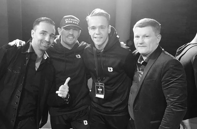 Delph's Andy Kremner is pictured (second right) with (from left) Paulie Malignaggi, Anthony Crolla and Ricky Hatton at the 'Ultimate Boxxer' launch