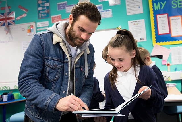 Juan Mata celebrated World Book Day at Royton Primary school
