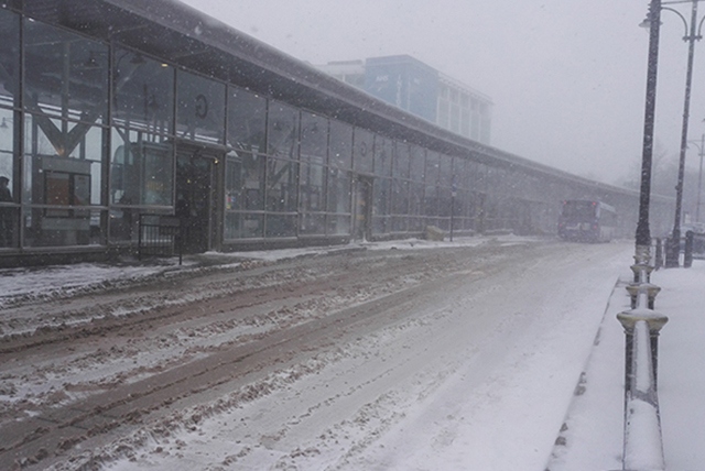 Oldham bus station was bitterly cold this morning, but buses are still running