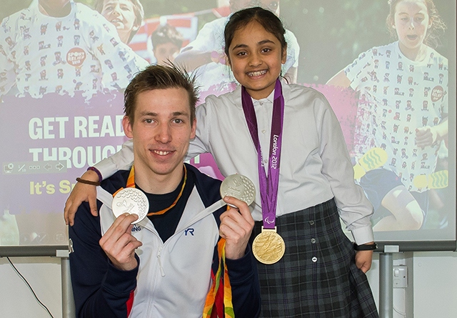 Paralympic swimmer and gold medallist, Jonathan Fox, with Oldham's Ameera Hussain Paralympic swimmer and gold medallist, Jonathan Fox, with Oldham's Ameera Hussain