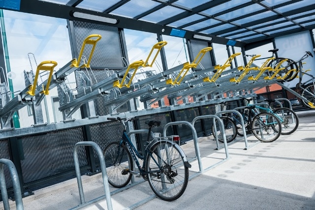 The new cycle hub at the Oldham Mumps Metrolink stop