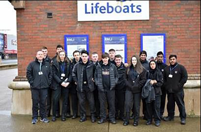 Students at the Blackpool RNLI base