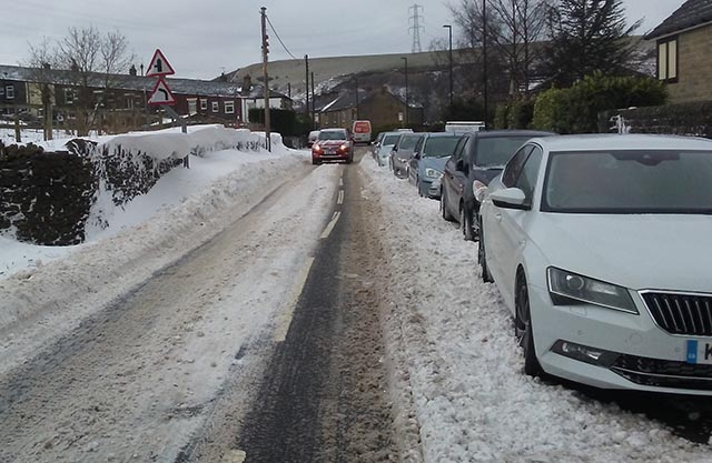 The snowy scene remains on Coverhill Road in Grotton