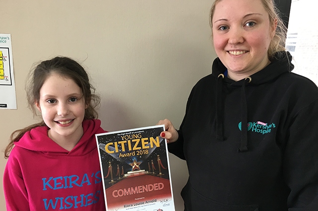Keira Arnold (left, with Hospice fundraiser Vicky Stackhouse) has been commended for her efforts Keira Arnold (left, with Hospice fundraiser Vicky Stackhouse) has been commended for her efforts