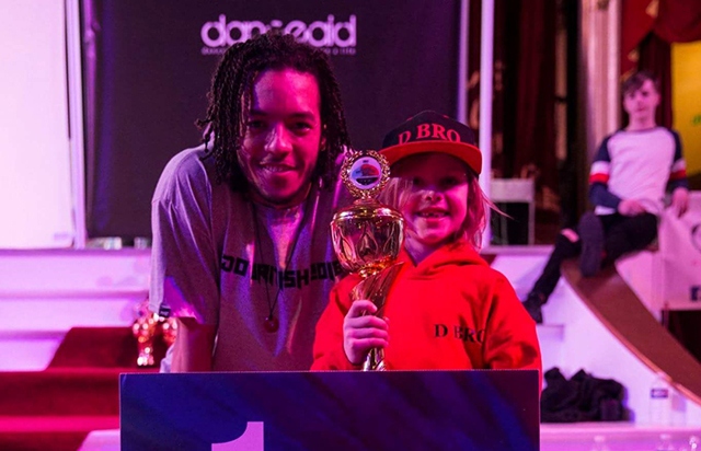 Brody Hibbert clebrates his British champion success at the Blackpool Tower