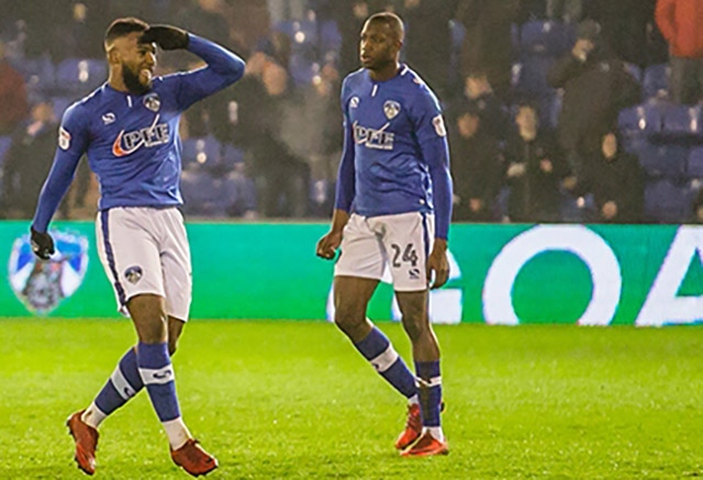 Athletic's two-goal hero Duckens Nazon (left)